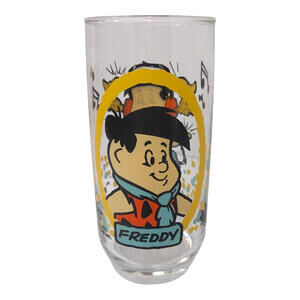 Vintage Collectible 1986 Pizza Hut Freddy The Flintstone Kids Glass Cup Fred